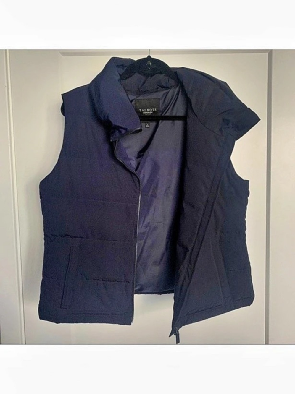 Talbots Quilted Puffer Vest in Black Size Large petite
